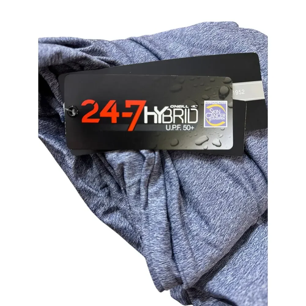 O'Neill Men's Heather Navy Blue Hybrid Long Sleeve Surf Tee Size Small S New